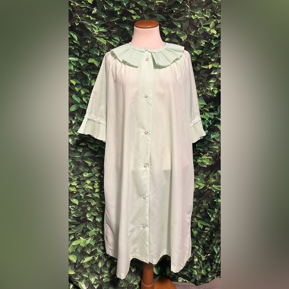 House Coat Gown Grandmacore Seafoam Green Smart Time Vintage Women’s 18
